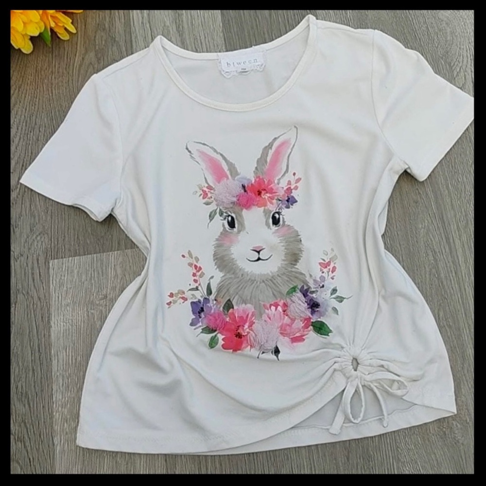 Btween Lace Embellished Bunny Graphic Tee • Easter • Valentine